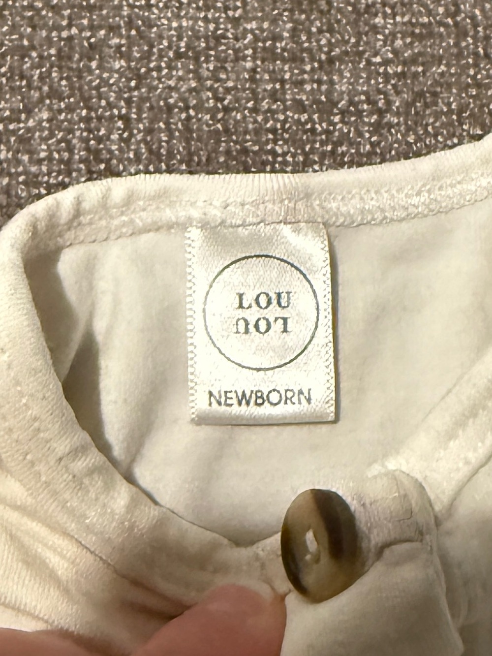 Lou Lou Newborn Cream Baby Button-Up Romper - Picture 2 of 3